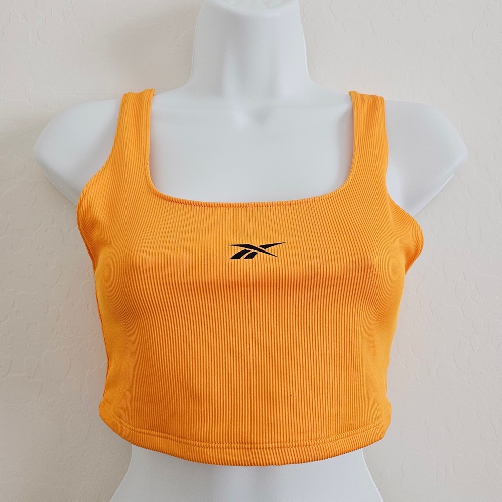 🆑️3/$15 Reebok Ribbed Square-Neck Crop Tank Top - Orange - Picture 1 of 9